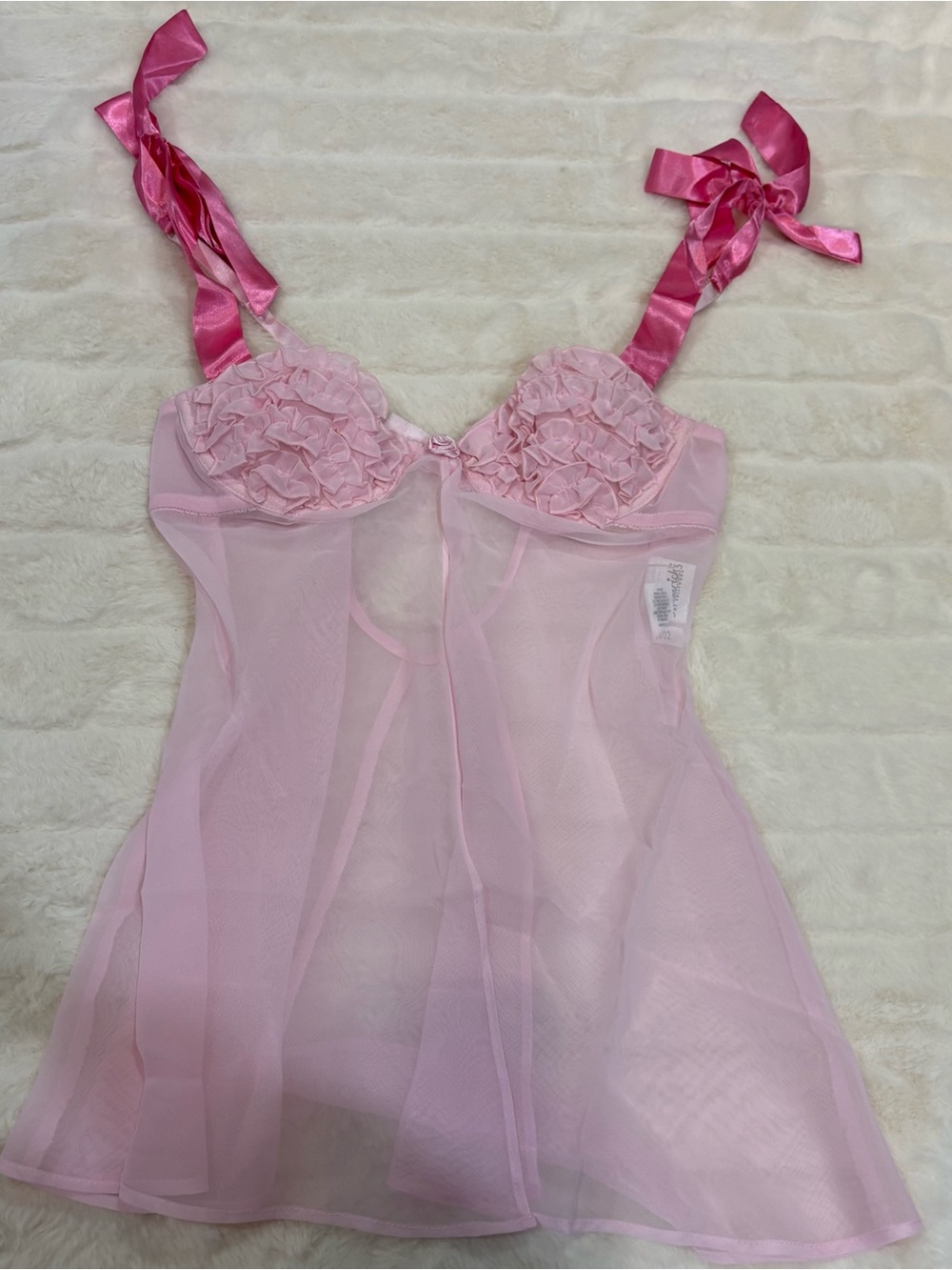Frederick's of Hollywood Sheer Light Pink Ruffled Babydoll Chemise